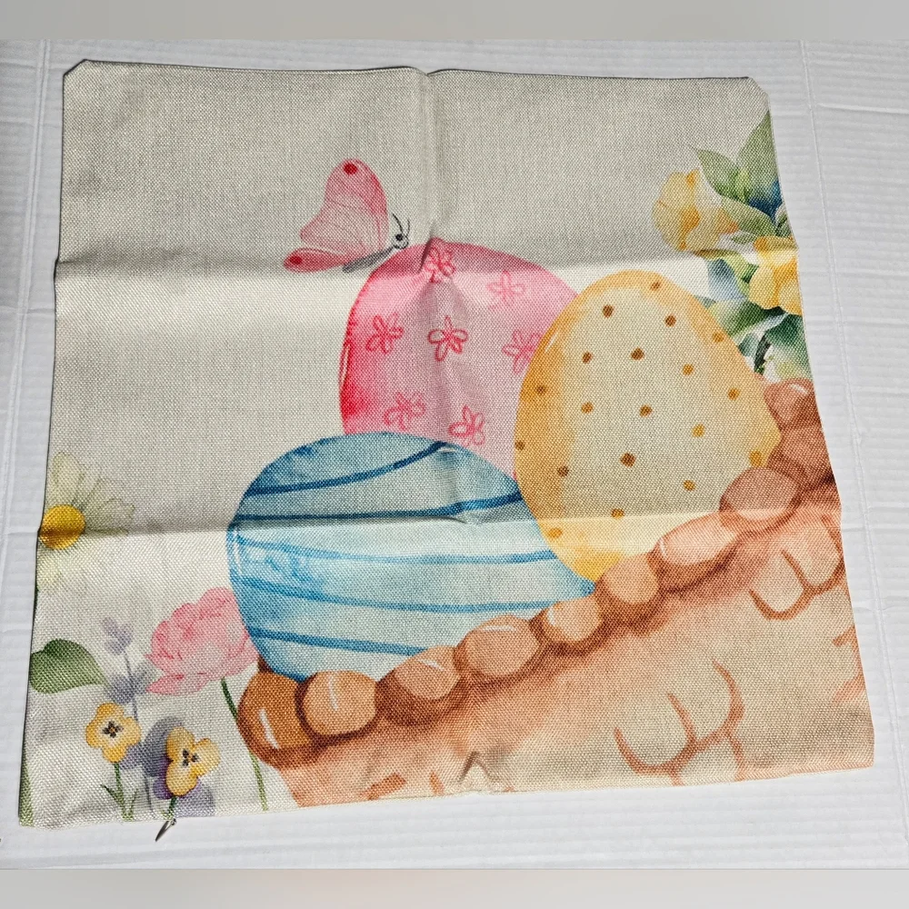 Set of 4 Spring Easter Throw Pillow Covers 18×18 NEW